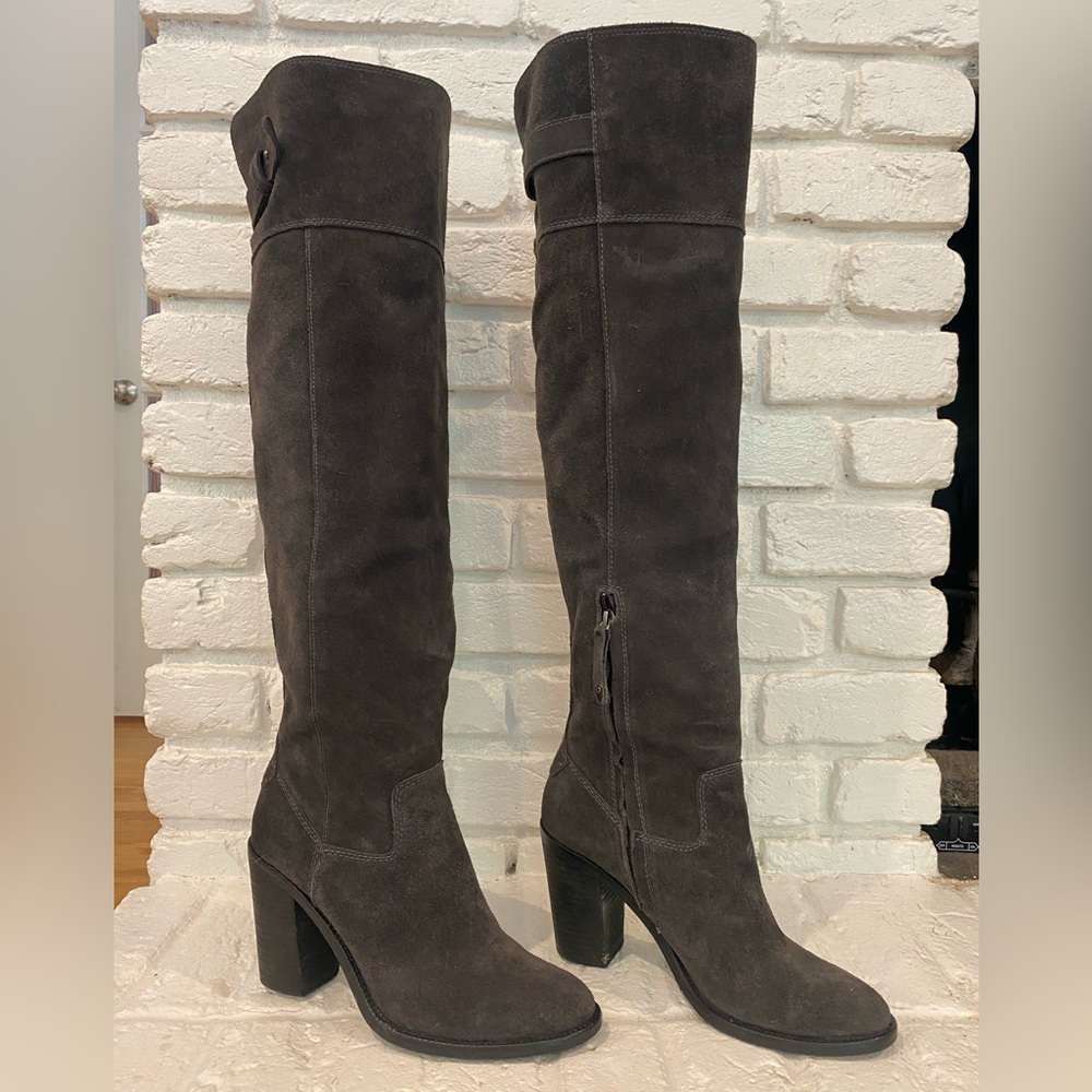 Dolce Vita Charcoal Over the Knee Suede Boots